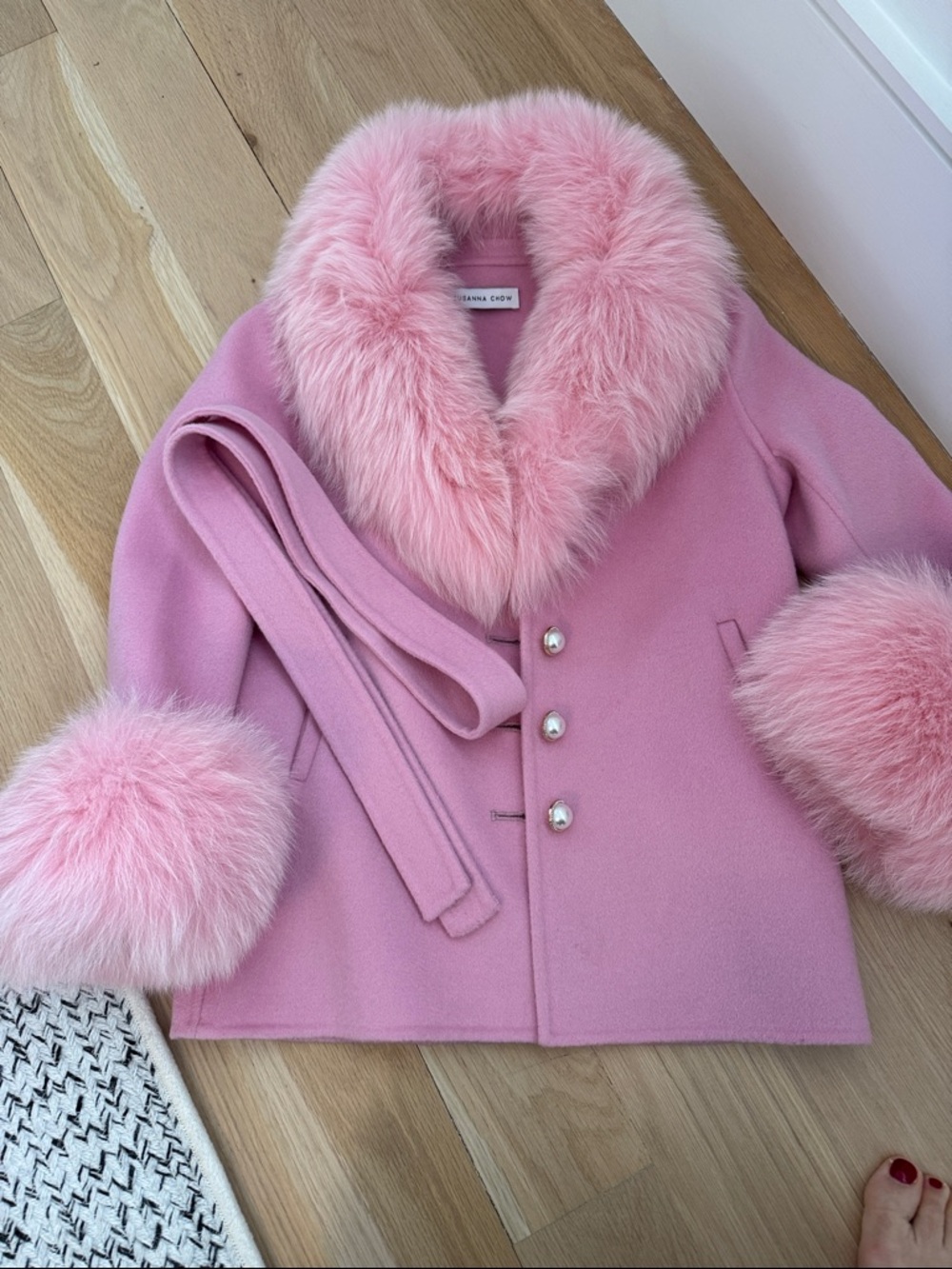 Susanna Chow Kids Pink Fox Fur Coat